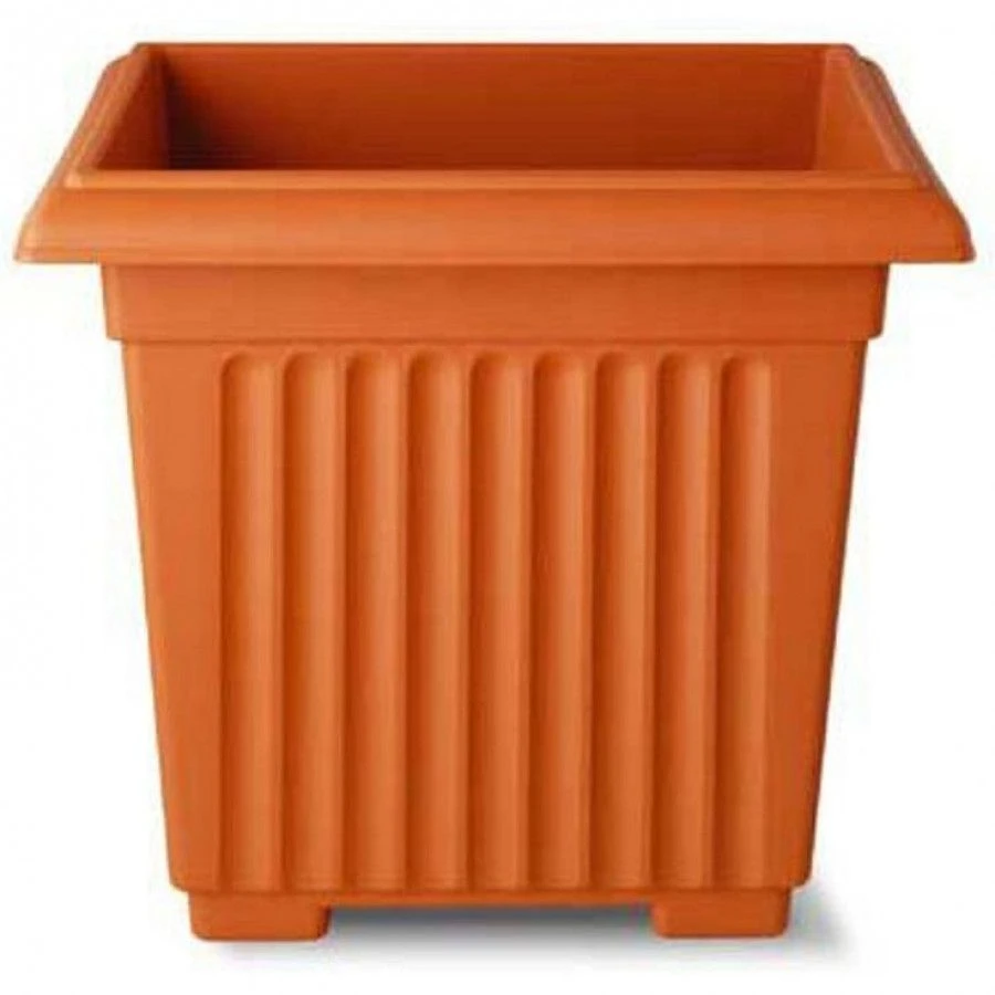 NTHP0267 ITALIAN SQUARE POT 40CM W-BASE (TERRACOTTA)